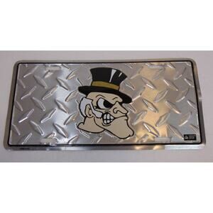 Wake Forest University Demon Deacons Metal License Plate Embossed Vintage Silver